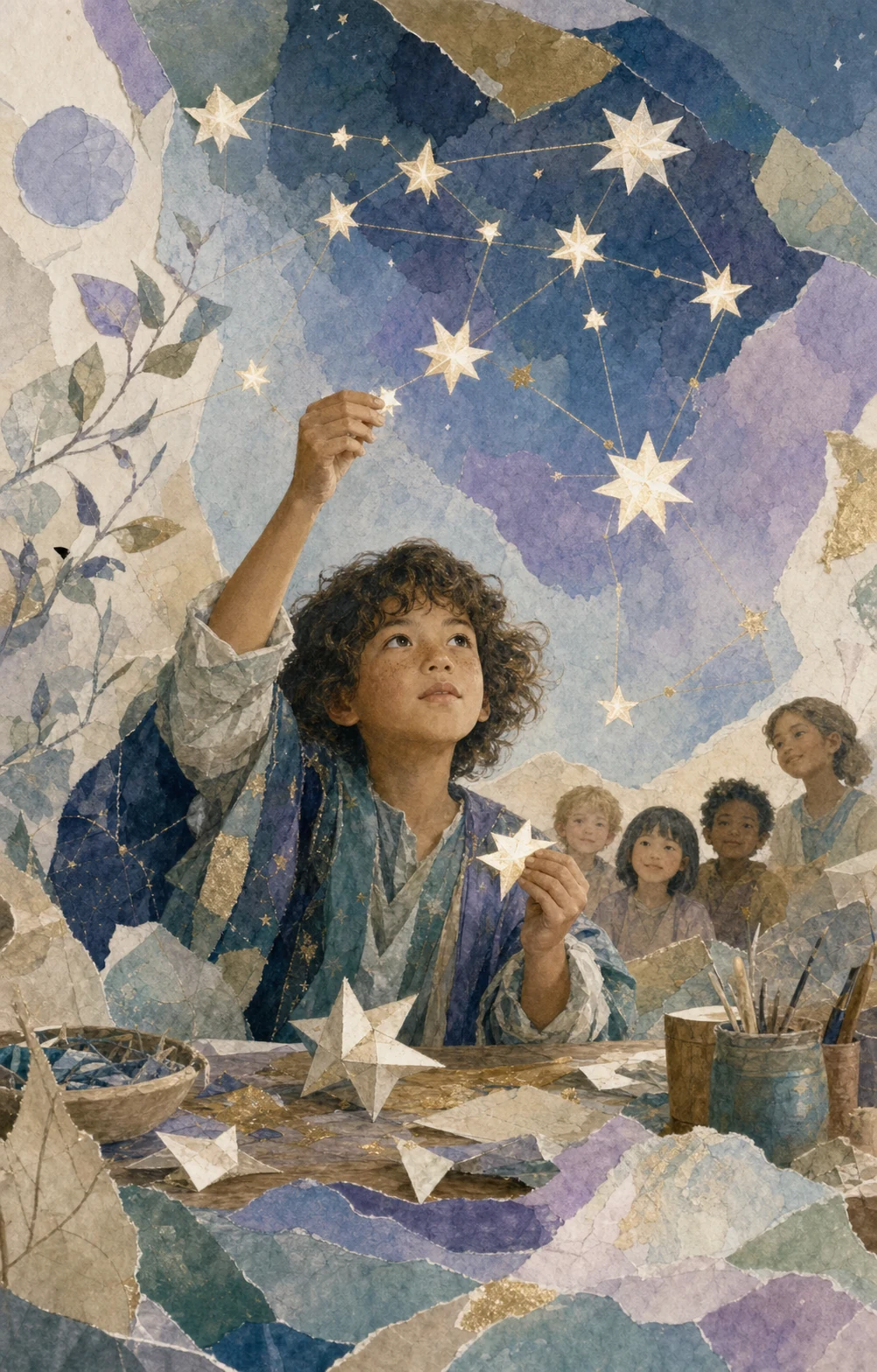 Aquarius child editorial illustration