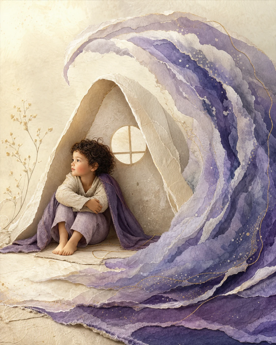 Moon Aries child editorial illustration