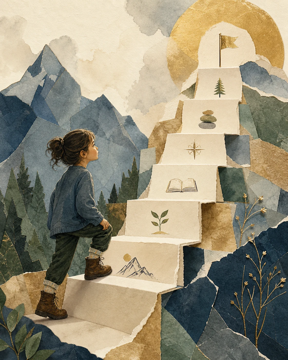 Rising Capricorn child editorial illustration