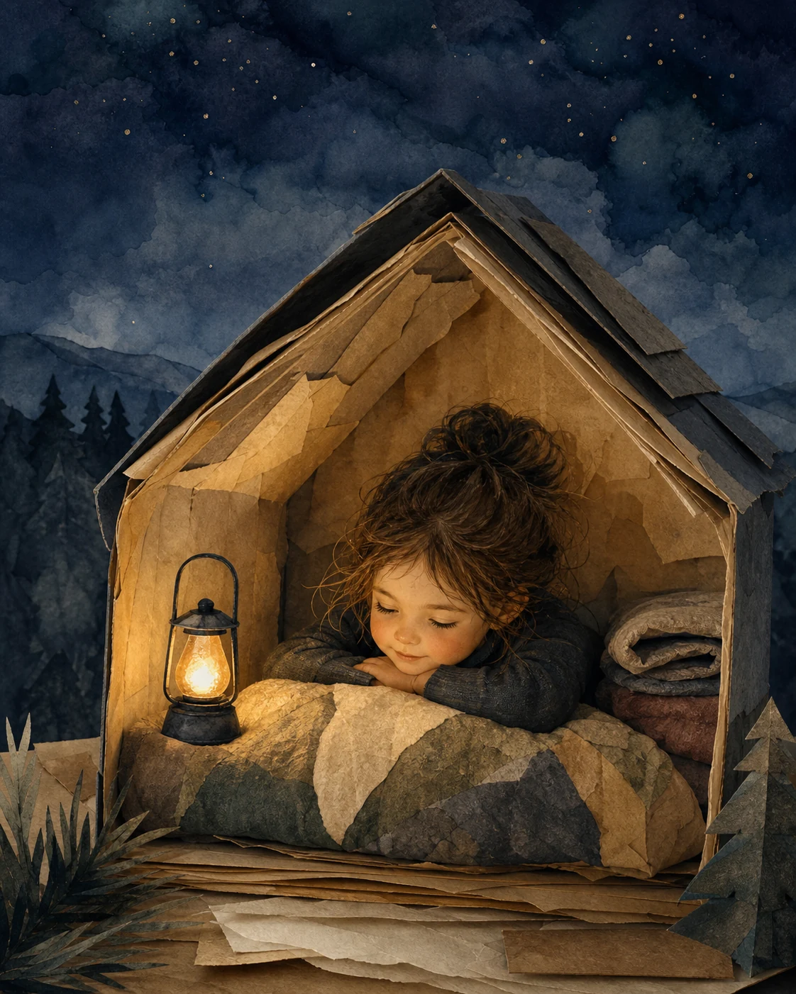 Moon Capricorn child editorial illustration
