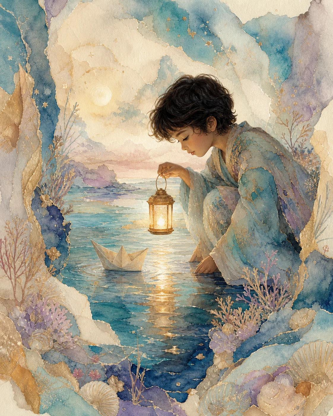 Pisces child editorial illustration