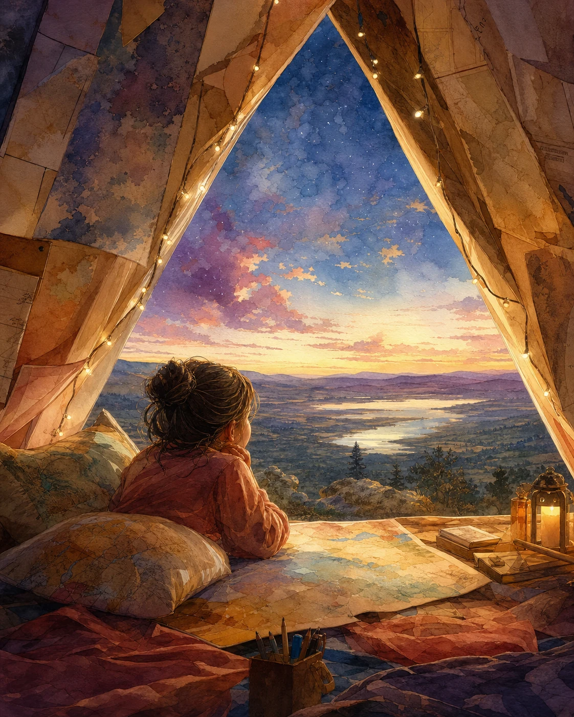 Moon Sagittarius child editorial illustration