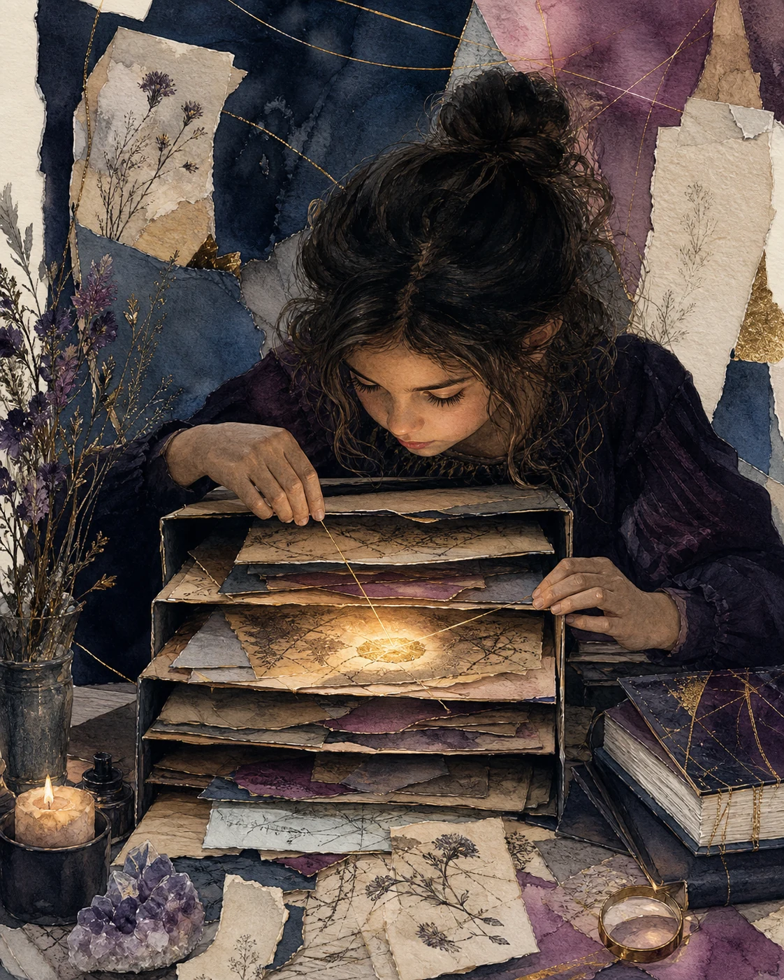 Rising Scorpio child editorial illustration