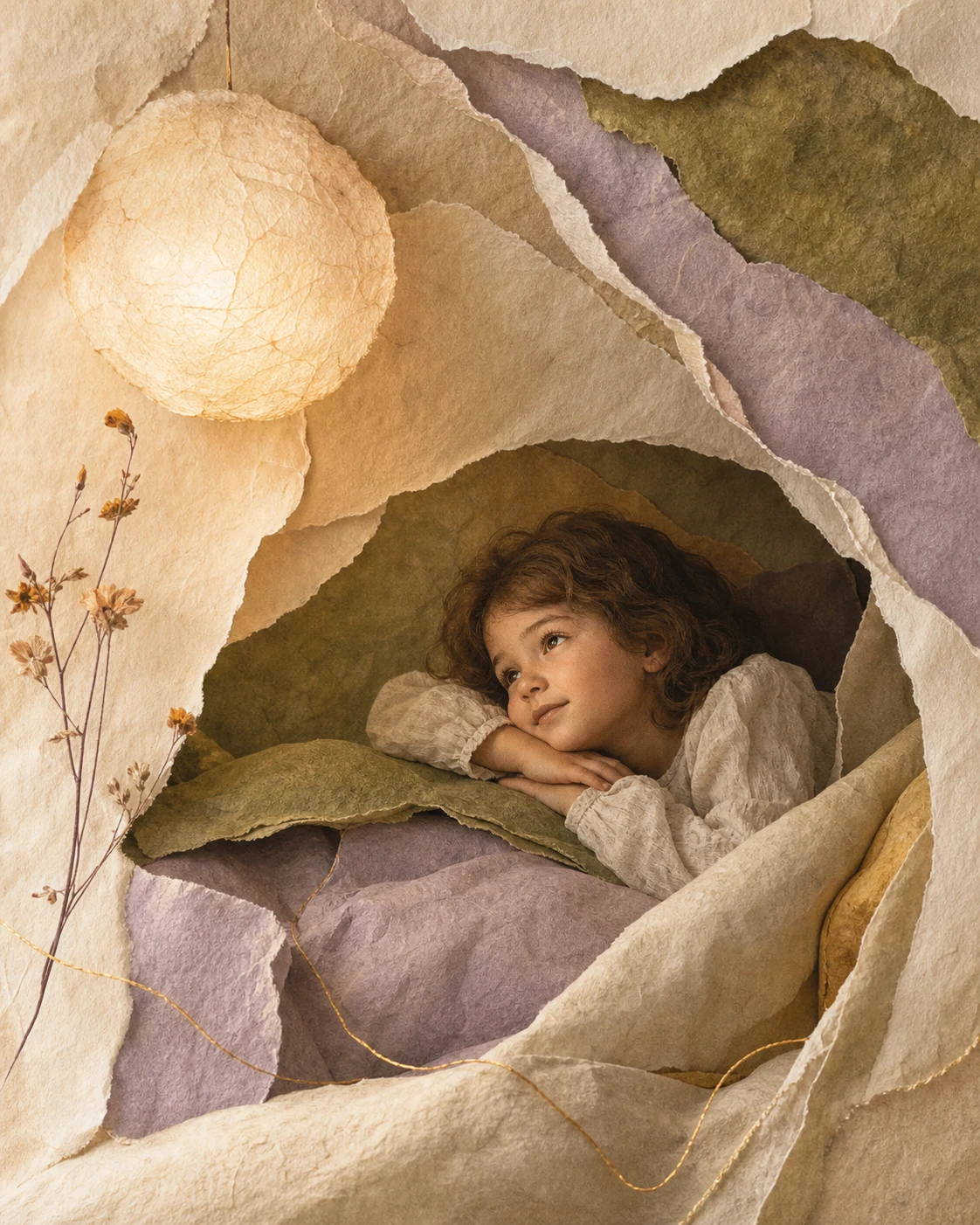 Moon Taurus child editorial illustration