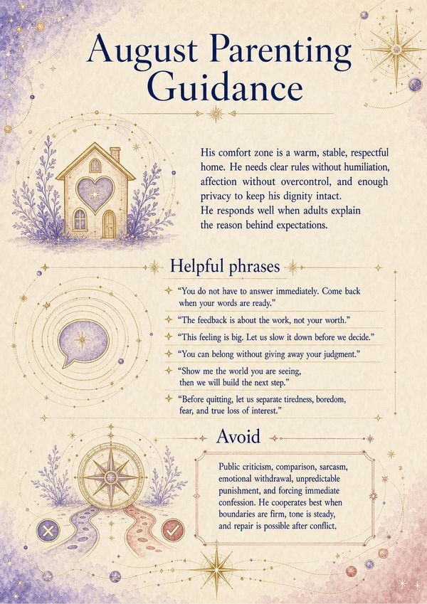 Ages 7–12 sample report page with parenting guidance and helpful phrases